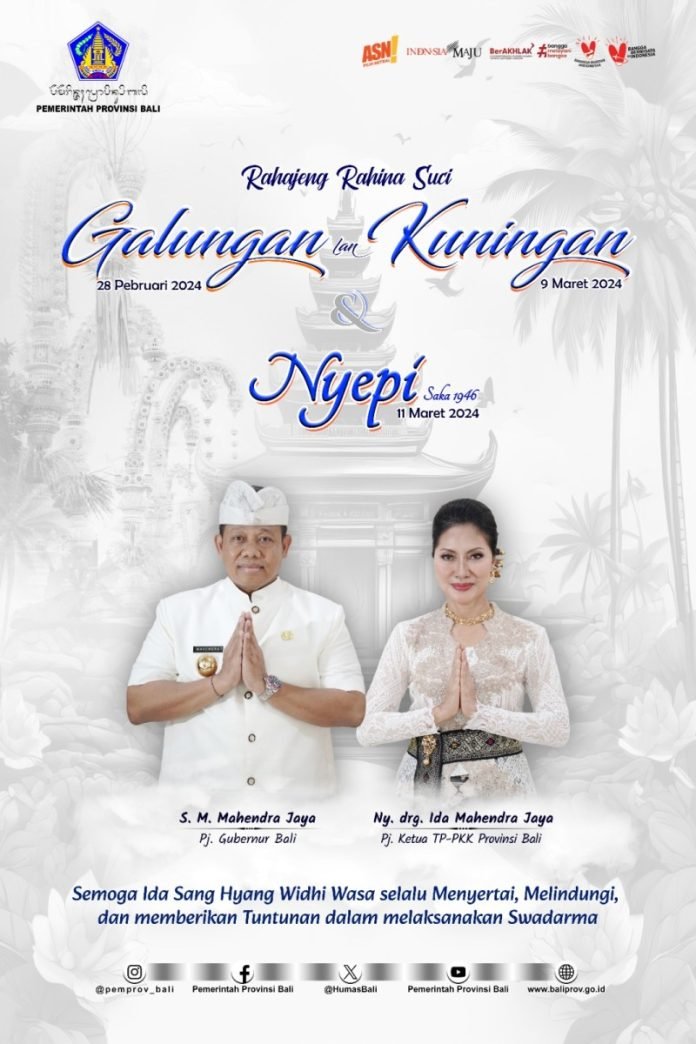 Penjabat Gubernur Bali Mengucapkan Selamat Hari Raya Galungan dan Kuningan