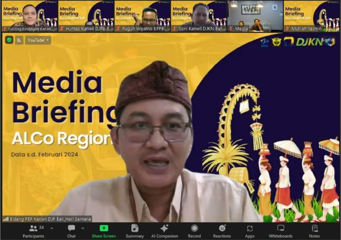 konferensi pers daring yang dilaksanakan oleh Kementerian Keuangan Regional Bali pada 28 Maret 2024