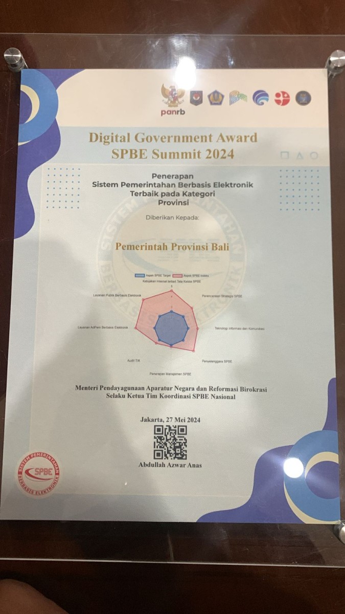 Pemprov Bali Raih Penghargaan Digital Government Award SPBE Summit 2024