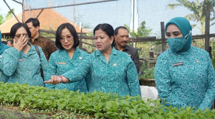 Ketua Umum Tim Penggerak PKK Pusat, Ny. Tri Tito Karnavian didampingi Pj. Ketua TP PKK Provinsi Bali Ny. drg. Ida Mahendra Jaya saat melaksanakan Kunjungan Kerja ke Kabupaten Klungkung di Balai Budaya Ida Dewa Agung Istri Kanya, Kabupaten Klungkung, Senin, 10 Juni 2024.