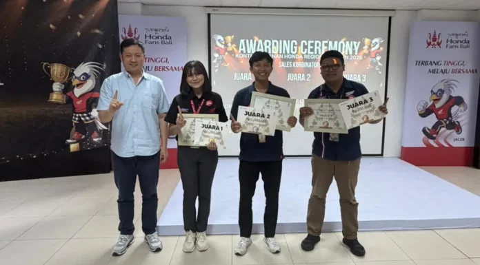 Astra Motor Bali menyelenggarakan Awarding KLHR 2026 sebagai apresiasi bagi layanan terbaik dan untuk melepas perwakilan Bali ke Kontes Layanan Honda Nasional (KLHN) 2026 di Jakarta.